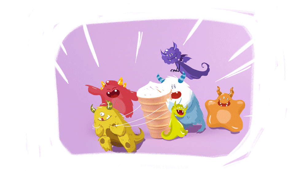 Family enjoying ice candy